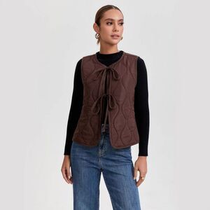 A New Day - Women's Tie-Front Quilted Vest - A New Day Brown M Brown
